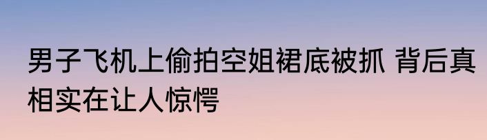 男子飞机上偷拍空姐裙底被抓 背后真相实在让人惊愕