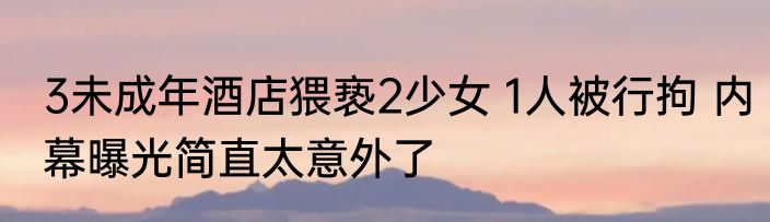 3未成年酒店猥亵2少女 1人被行拘 内幕曝光简直太意外了