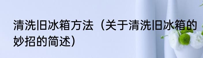 清洗旧冰箱方法（关于清洗旧冰箱的妙招的简述）