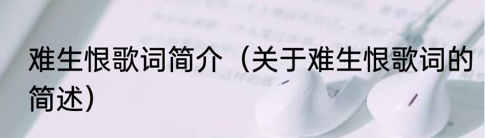 难生恨歌词简介（关于难生恨歌词的简述）