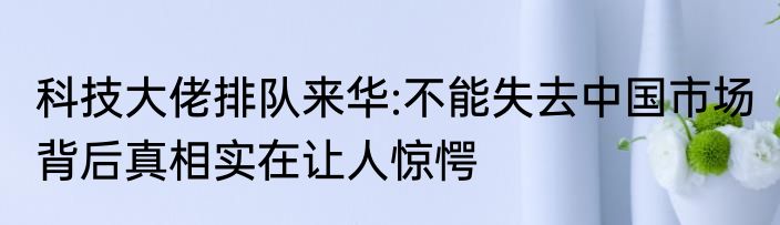 科技大佬排队来华:不能失去中国市场 背后真相实在让人惊愕