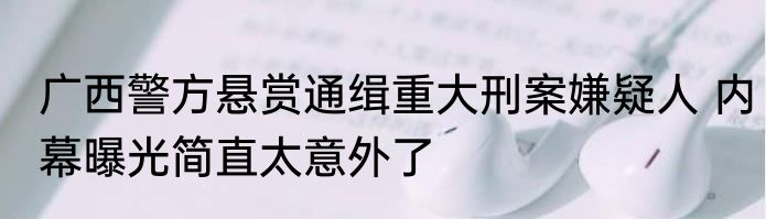 广西警方悬赏通缉重大刑案嫌疑人 内幕曝光简直太意外了