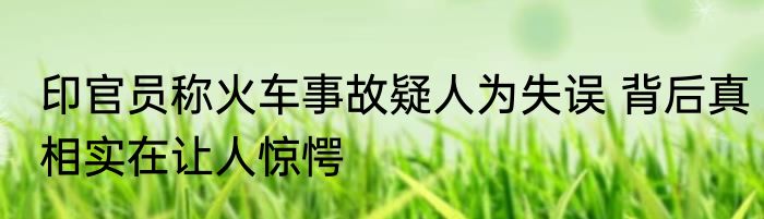 印官员称火车事故疑人为失误 背后真相实在让人惊愕