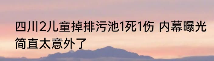 四川2儿童掉排污池1死1伤 内幕曝光简直太意外了