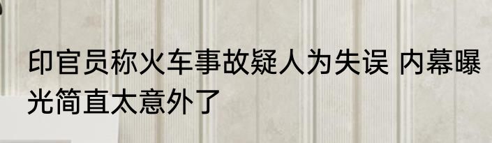 印官员称火车事故疑人为失误 内幕曝光简直太意外了