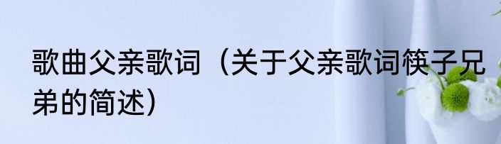 歌曲父亲歌词（关于父亲歌词筷子兄弟的简述）