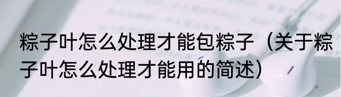 粽子叶怎么处理才能包粽子（关于粽子叶怎么处理才能用的简述）