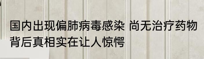 国内出现偏肺病毒感染 尚无治疗药物 背后真相实在让人惊愕