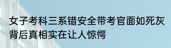 女子考科三系错安全带考官面如死灰 背后真相实在让人惊愕