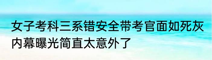 女子考科三系错安全带考官面如死灰 内幕曝光简直太意外了
