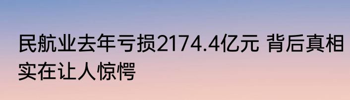 民航业去年亏损2174.4亿元 背后真相实在让人惊愕