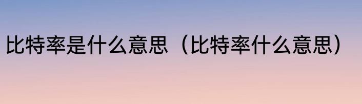 比特率是什么意思（比特率什么意思）