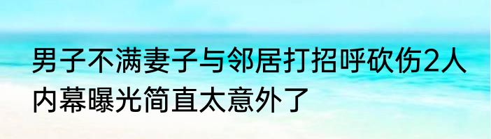 男子不满妻子与邻居打招呼砍伤2人 内幕曝光简直太意外了