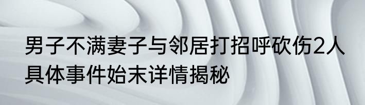 男子不满妻子与邻居打招呼砍伤2人 具体事件始末详情揭秘