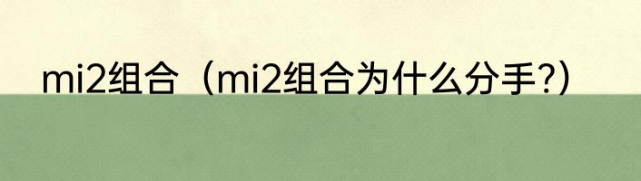 mi2组合（mi2组合为什么分手?）