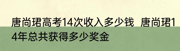 唐尚珺高考14次收入多少钱  唐尚珺14年总共获得多少奖金