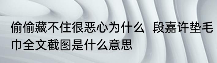 偷偷藏不住很恶心为什么  段嘉许垫毛巾全文截图是什么意思