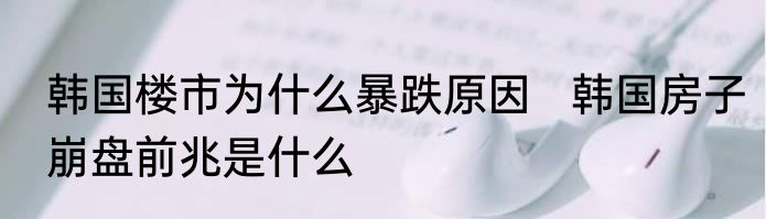 韩国楼市为什么暴跌原因   韩国房子崩盘前兆是什么