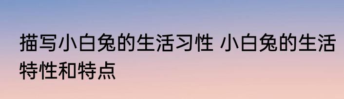 描写小白兔的生活习性 小白兔的生活特性和特点