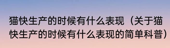 猫快生产的时候有什么表现（关于猫快生产的时候有什么表现的简单科普）