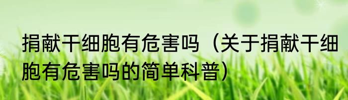 捐献干细胞有危害吗（关于捐献干细胞有危害吗的简单科普）
