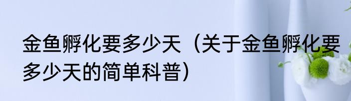 金鱼孵化要多少天（关于金鱼孵化要多少天的简单科普）