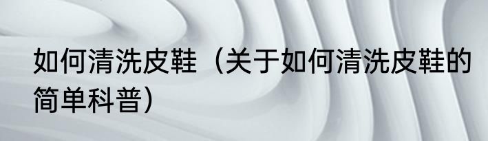如何清洗皮鞋（关于如何清洗皮鞋的简单科普）