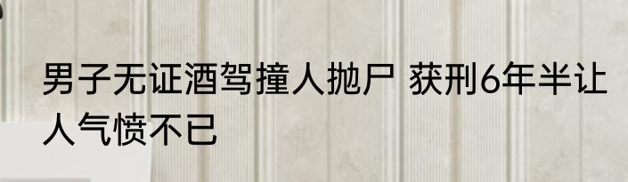 男子无证酒驾撞人抛尸 获刑6年半让人气愤不已