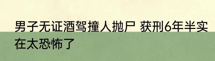 男子无证酒驾撞人抛尸 获刑6年半实在太恐怖了