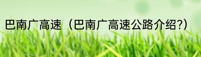 巴南广高速（巴南广高速公路介绍?）