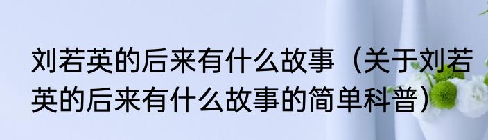 刘若英的后来有什么故事（关于刘若英的后来有什么故事的简单科普）