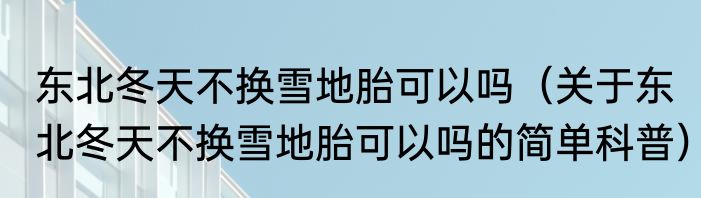 东北冬天不换雪地胎可以吗（关于东北冬天不换雪地胎可以吗的简单科普）