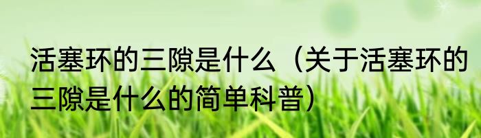 活塞环的三隙是什么（关于活塞环的三隙是什么的简单科普）