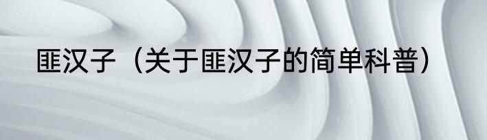 匪汉子（关于匪汉子的简单科普）
