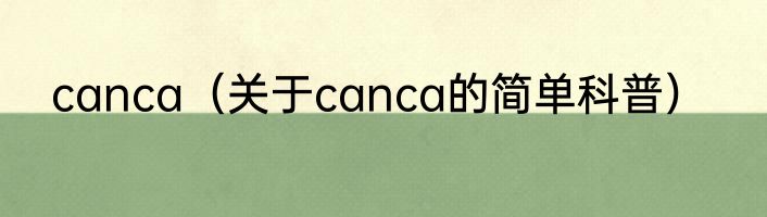 canca（关于canca的简单科普）