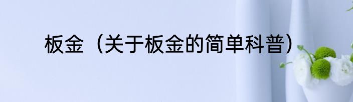 板金（关于板金的简单科普）