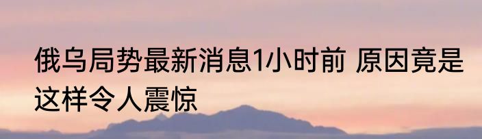 俄乌局势最新消息1小时前 原因竟是这样令人震惊