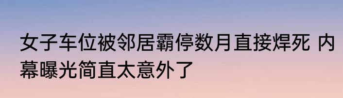 女子车位被邻居霸停数月直接焊死 内幕曝光简直太意外了