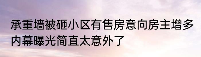 承重墙被砸小区有售房意向房主增多 内幕曝光简直太意外了