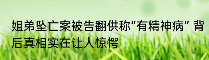 姐弟坠亡案被告翻供称“有精神病” 背后真相实在让人惊愕
