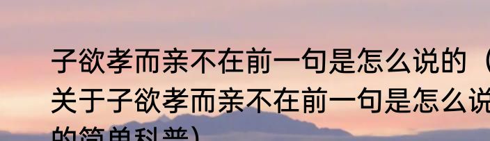 子欲孝而亲不在前一句是怎么说的（关于子欲孝而亲不在前一句是怎么说的简单科普）
