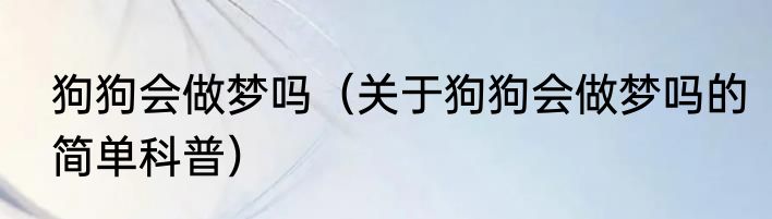 狗狗会做梦吗（关于狗狗会做梦吗的简单科普）