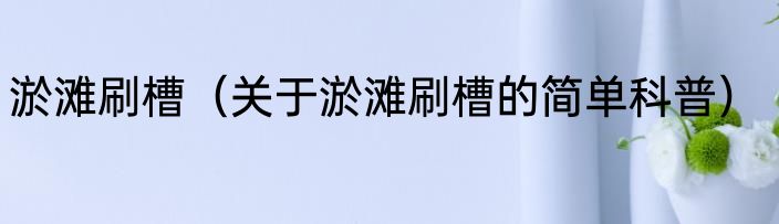 淤滩刷槽（关于淤滩刷槽的简单科普）