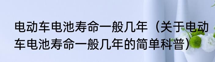 电动车电池寿命一般几年（关于电动车电池寿命一般几年的简单科普）