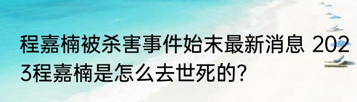 程嘉楠被杀害事件始末最新消息 2023程嘉楠是怎么去世死的？