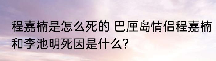 程嘉楠是怎么死的 巴厘岛情侣程嘉楠和李池明死因是什么？