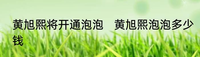 黄旭熙将开通泡泡   黄旭熙泡泡多少钱