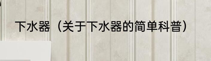 下水器（关于下水器的简单科普）
