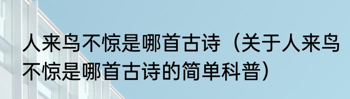 人来鸟不惊是哪首古诗（关于人来鸟不惊是哪首古诗的简单科普）