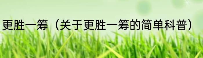 更胜一筹（关于更胜一筹的简单科普）
